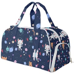 Cute Astronaut Cat With Star Galaxy Elements Seamless Pattern Burner Gym Duffel Bag by Salman4z