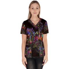 Grunge Paint Splatter Splash Ink Women s V-neck Scrub Top by Salman4z