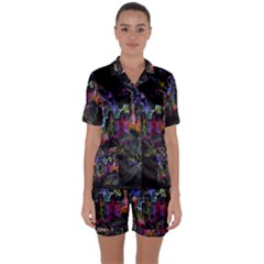 Grunge Paint Splatter Splash Ink Satin Short Sleeve Pajamas Set by Salman4z