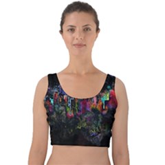 Grunge Paint Splatter Splash Ink Velvet Crop Top by Salman4z