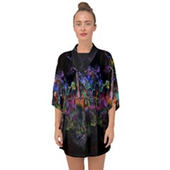 Grunge Paint Splatter Splash Ink Half Sleeve Chiffon Kimono by Salman4z