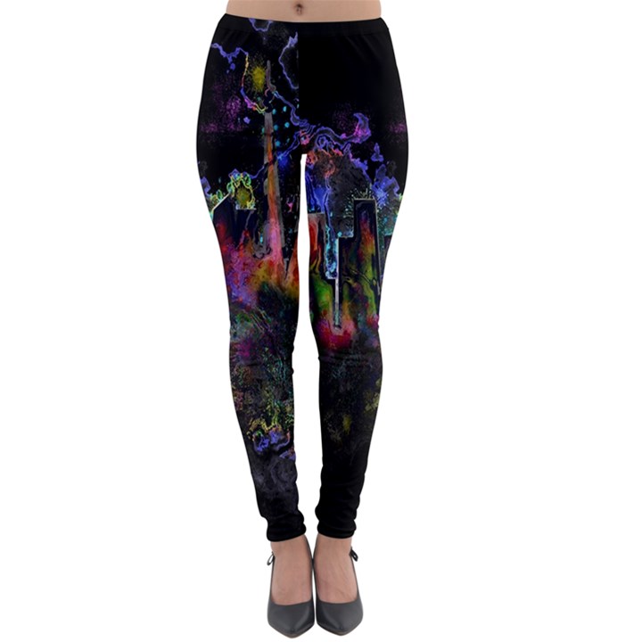 Grunge Paint Splatter Splash Ink Lightweight Velour Leggings