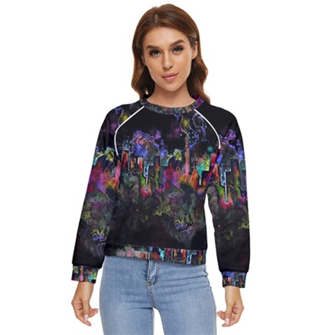 Grunge Paint Splatter Splash Ink Women s Long Sleeve Raglan Tee by Salman4z