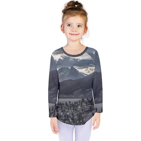 Nature s Symphony: A Portrait Of Ushuaia s Wild Beauty  Kids  Long Sleeve Tee by dflcprintsclothing