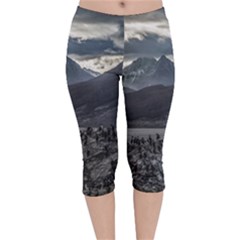 Nature s Symphony: A Portrait Of Ushuaia s Wild Beauty  Velvet Capri Leggings  by dflcprintsclothing