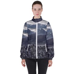 Nature s Symphony: A Portrait Of Ushuaia s Wild Beauty  Women s High Neck Windbreaker by dflcprintsclothing