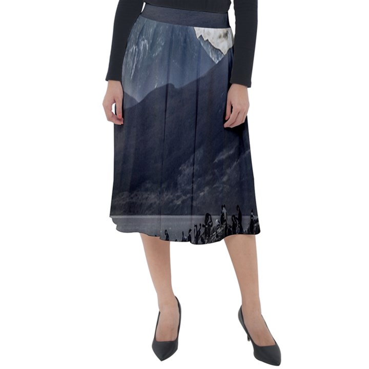 Nature s Symphony: A Portrait of Ushuaia s Wild Beauty  Classic Velour Midi Skirt 