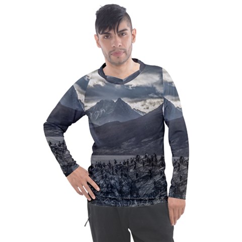 Nature s Symphony: A Portrait Of Ushuaia s Wild Beauty  Men s Pique Long Sleeve Tee by dflcprintsclothing