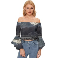 Nature s Symphony: A Portrait Of Ushuaia s Wild Beauty  Off Shoulder Flutter Bell Sleeve Top by dflcprintsclothing