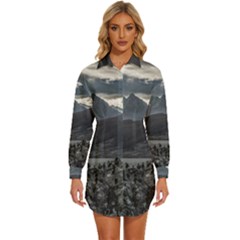 Nature s Symphony: A Portrait Of Ushuaia s Wild Beauty  Womens Long Sleeve Shirt Dress