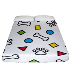 Dog Paw Seamless Pattern Footprint Bone Fitted Sheet (california King Size) by Salman4z