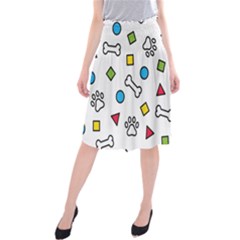 Dog Paw Seamless Pattern Footprint Bone Midi Beach Skirt by Salman4z