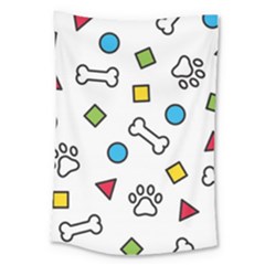 Dog Paw Seamless Pattern Footprint Bone Large Tapestry by Salman4z