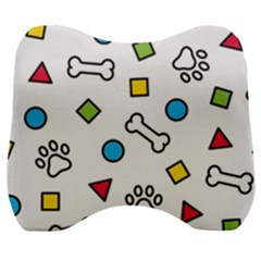 Dog Paw Seamless Pattern Footprint Bone Velour Head Support Cushion by Salman4z