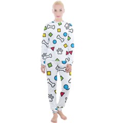 Dog Paw Seamless Pattern Footprint Bone Women s Lounge Set by Salman4z