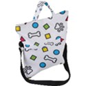 Dog Paw Seamless Pattern Footprint Bone Fold Over Handle Tote Bag View1