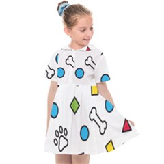 Dog Paw Seamless Pattern Footprint Bone Kids  Sailor Dress by Salman4z