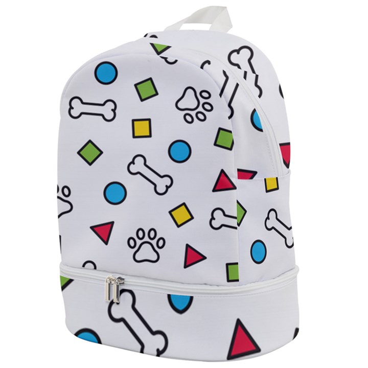 Dog Paw Seamless Pattern Footprint Bone Zip Bottom Backpack