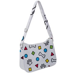 Dog Paw Seamless Pattern Footprint Bone Zip Up Shoulder Bag by Salman4z