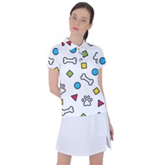 Dog Paw Seamless Pattern Footprint Bone Women s Polo Tee