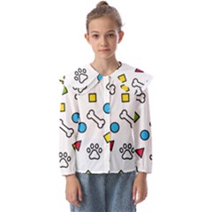 Dog Paw Seamless Pattern Footprint Bone Kids  Peter Pan Collar Blouse by Salman4z