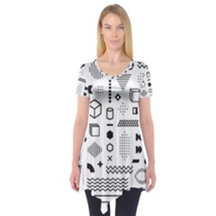 Pattern Hipster Abstract Form Geometric Line Variety Shapes Polkadots Fashion Style Seamless Short Sleeve Tunic  by Salman4z