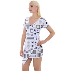 Pattern Hipster Abstract Form Geometric Line Variety Shapes Polkadots Fashion Style Seamless Short Sleeve Asymmetric Mini Dress by Salman4z