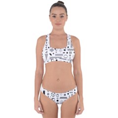 Pattern Hipster Abstract Form Geometric Line Variety Shapes Polkadots Fashion Style Seamless Cross Back Hipster Bikini Set by Salman4z