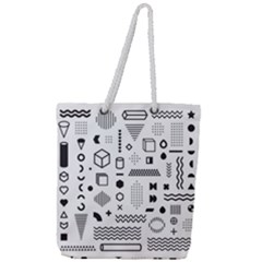 Pattern Hipster Abstract Form Geometric Line Variety Shapes Polkadots Fashion Style Seamless Full Print Rope Handle Tote (large) by Salman4z