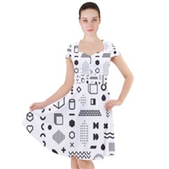 Pattern Hipster Abstract Form Geometric Line Variety Shapes Polkadots Fashion Style Seamless Cap Sleeve Midi Dress by Salman4z