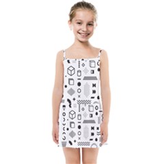 Pattern Hipster Abstract Form Geometric Line Variety Shapes Polkadots Fashion Style Seamless Kids  Summer Sun Dress by Salman4z