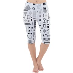 Pattern Hipster Abstract Form Geometric Line Variety Shapes Polkadots Fashion Style Seamless Lightweight Velour Cropped Yoga Leggings by Salman4z