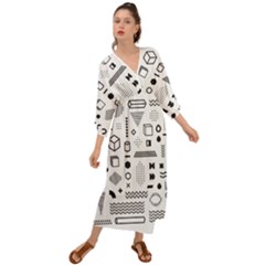 Pattern Hipster Abstract Form Geometric Line Variety Shapes Polkadots Fashion Style Seamless Grecian Style  Maxi Dress