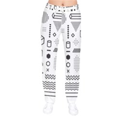 Pattern Hipster Abstract Form Geometric Line Variety Shapes Polkadots Fashion Style Seamless Women Velvet Drawstring Pants by Salman4z