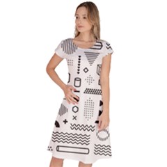 Pattern Hipster Abstract Form Geometric Line Variety Shapes Polkadots Fashion Style Seamless Classic Short Sleeve Dress by Salman4z