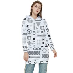 Pattern Hipster Abstract Form Geometric Line Variety Shapes Polkadots Fashion Style Seamless Women s Long Oversized Pullover Hoodie by Salman4z