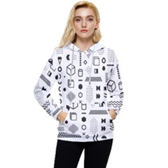 Pattern Hipster Abstract Form Geometric Line Variety Shapes Polkadots Fashion Style Seamless Women s Lightweight Drawstring Hoodie by Salman4z