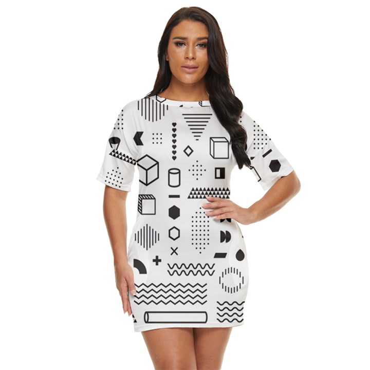 Pattern Hipster Abstract Form Geometric Line Variety Shapes Polkadots Fashion Style Seamless Just Threw It On Dress