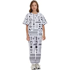 Pattern Hipster Abstract Form Geometric Line Variety Shapes Polkadots Fashion Style Seamless Kids  Tee And Pants Sports Set by Salman4z