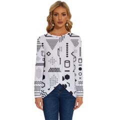 Pattern Hipster Abstract Form Geometric Line Variety Shapes Polkadots Fashion Style Seamless Long Sleeve Crew Neck Pullover Top by Salman4z