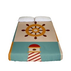 Nautical Elements Collection Fitted Sheet (full/ Double Size) by Salman4z