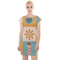 Nautical Elements Collection Cap Sleeve Bodycon Dress by Salman4z