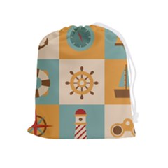 Nautical Elements Collection Drawstring Pouch (xl) by Salman4z