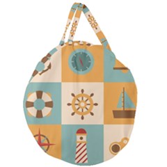 Nautical Elements Collection Giant Round Zipper Tote by Salman4z