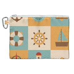 Nautical Elements Collection Canvas Cosmetic Bag (xl) by Salman4z