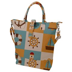 Nautical Elements Collection Buckle Top Tote Bag by Salman4z