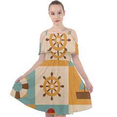 Nautical Elements Collection Cut Out Shoulders Chiffon Dress by Salman4z