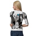 Cute Cat Hand Drawn Cartoon Style Quarter Sleeve Raglan Tee View2