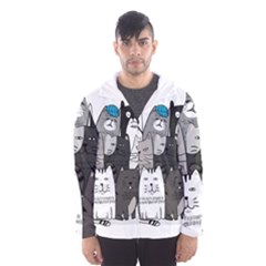 Cute Cat Hand Drawn Cartoon Style Men s Hooded Windbreaker by Salman4z