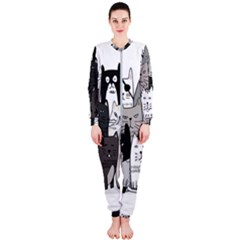 Cute Cat Hand Drawn Cartoon Style Onepiece Jumpsuit (ladies) by Salman4z